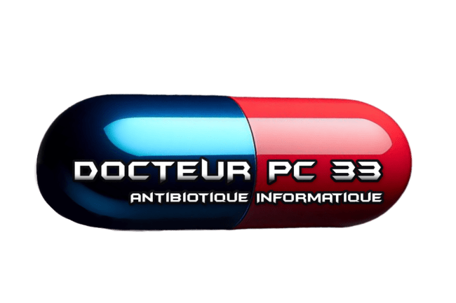 Logo docteur pc 33, antibiotique informatique-bordeaux-talence