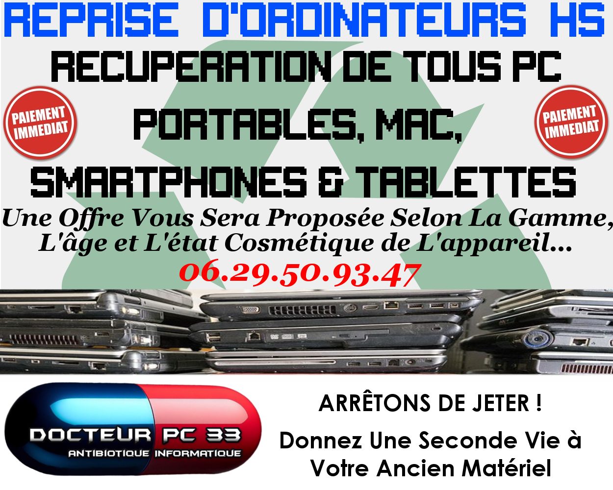 Recyclage-informatrique-pc-Portables HS - Mac - Smartphones - Tablettes - Bordeaux_recycler-materiel-informatique-Gironde