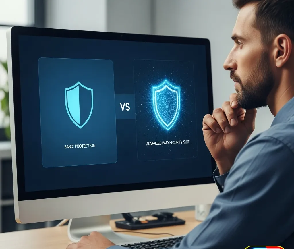 Antivirus Payant ou Windows Defender : L'avis d'un technicien expert
---ALT_IMG_1---
Technicien de Docteur PC 33 comparant la protection d'un antivirus payant face à Windows Defender sur un écran d'ordinateur.
---LEGENDE_IMG_1---
En 2024, le choix entre Windows Defender et une suite de sécurité payante dépend de votre profil d'utilisateur.
---DESC_IMG_1---
Illustration du dilemme en 2024 : un antivirus payant offre une protection multicouche supérieure à Windows Defender. Un technicien expert de Docteur PC 33 analyse les avantages d'une suite de sécurité complète pour protéger un PC contre les menaces modernes comme le phishing ou les ransomwares, justifiant l'investissement pour une tranquillité d'esprit.
---PROMPT_IMG_2---
A cinematic, ultra-realistic macro shot visualizing the concept of multi-layered cybersecurity. In the center, a glowing icon representing sensitive user data is being protected. Around it, several concentric, semi-transparent energy shields are materializing, each with a different color and texture, representing a firewall, anti-ransomware, and anti-phishing protection. Red, glitchy digital particles, symbolizing zero-day threats and viruses, are approaching from the dark background and being deflected or disintegrated by the outer shield. The image is dynamic, abstract, and high-tech. No text or words.
---NOM_IMG_2---
protection-multicouche-antivirus-payant-pc.webp
---TITRE_IMG_2---
Les couches de protection d'une suite de sécurité payante
---ALT_IMG_2---
Visualisation de la protection multicouche d'un antivirus payant : pare-feu, anti-ransomware et anti-phishing protégeant les données.
---LEGENDE_IMG_2---
Un antivirus payant agit comme une forteresse numérique grâce à ses multiples couches de défense.
---DESC_IMG_2---
Concept visuel de la protection multicouche offerte par un antivirus payant en 2024. Chaque couche représente une défense spécifique (pare-feu avancé, protection anti-ransomware, anti-phishing) qui bloque les menaces zero-day avant qu'elles n'atteignent les données sensibles de votre ordinateur. C'est cet écosystème de sécurité qui fait la différence avec une solution gratuite. Technicien de Docteur PC 33 comparant la protection d'un antivirus payant face à Windows Defender sur un écran d'ordinateur. ---LEGENDE_IMG_1--- En 2024, le choix entre Windows Defender et une suite de sécurité payante dépend de votre profil d'utilisateur. ---DESC_IMG_1--- Illustration du dilemme en 2024 : un antivirus payant offre une protection multicouche supérieure à Windows Defender. Un technicien expert de Docteur PC 33 analyse les avantages d'une suite de sécurité complète pour protéger un PC contre les menaces modernes comme le phishing ou les ransomwares, justifiant l'investissement pour une tranquillité d'esprit. ---PROMPT_IMG_2--- A cinematic, ultra-realistic macro shot visualizing the concept of multi-layered cybersecurity. In the center, a glowing icon representing sensitive user data is being protected. Around it, several concentric, semi-transparent energy shields are materializing, each with a different color and texture, representing a firewall, anti-ransomware, and anti-phishing protection. Red, glitchy digital particles, symbolizing zero-day threats and viruses, are approaching from the dark background and being deflected or disintegrated by the outer shield. The image is dynamic, abstract, and high-tech. No text or words. ---NOM_IMG_2--- protection-multicouche-antivirus-payant-pc.webp ---TITRE_IMG_2--- Les couches de protection d'une suite de sécurité payante ---ALT_IMG_2--- Visualisation de la protection multicouche d'un antivirus payant : pare-feu, anti-ransomware et anti-phishing protégeant les données. ---LEGENDE_IMG_2--- Un antivirus payant agit comme une forteresse numérique grâce à ses multiples couches de défense. ---DESC_IMG_2--- Concept visuel de la protection multicouche offerte par un antivirus payant en 2024. Chaque couche représente une défense spécifique (pare-feu avancé, protection anti-ransomware, anti-phishing) qui bloque les menaces zero-day avant qu'elles n'atteignent les données sensibles de votre ordinateur. C'est cet écosystème de sécurité qui fait la différence avec une solution gratuite.
