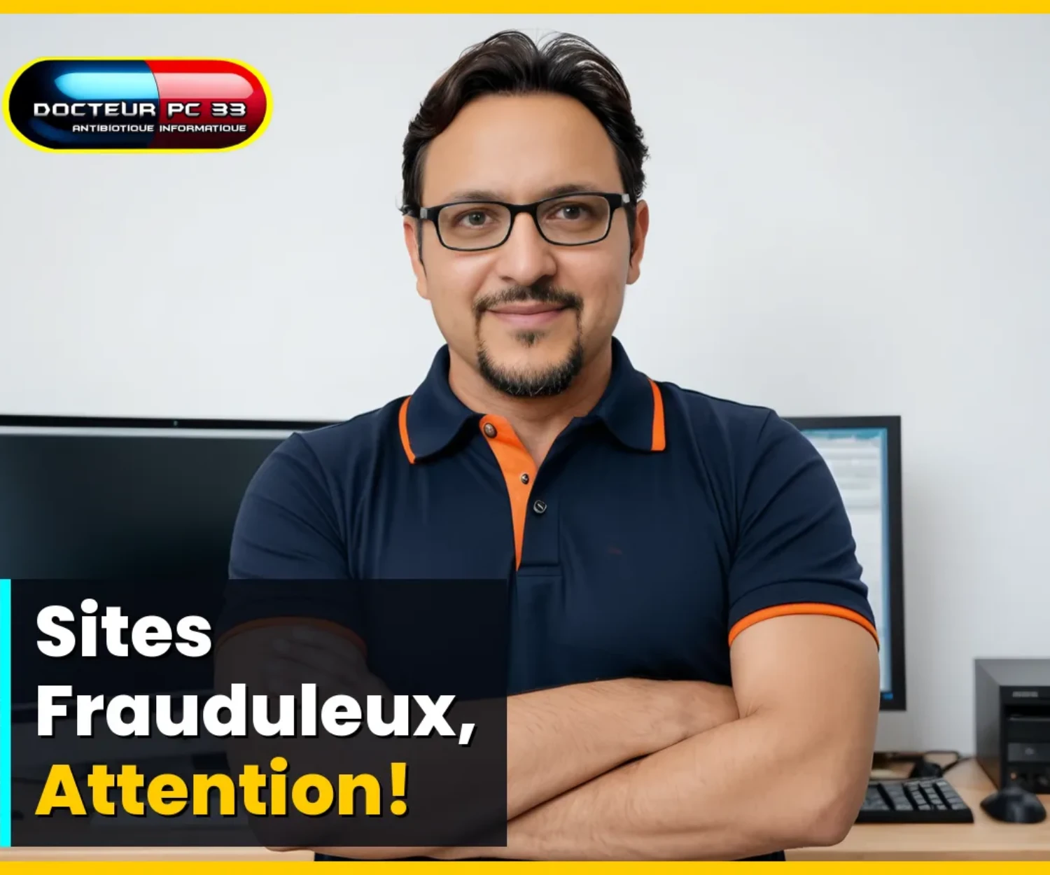Christophe, expert Docteur PC 33 à Talence, aidant à identifier un site internet frauduleux. Cyberfraude En Ligne