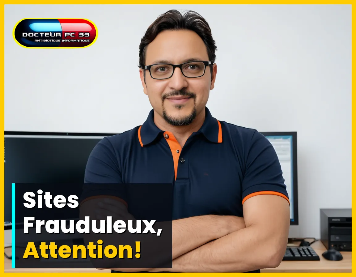 Christophe, expert Docteur PC 33 à Talence, aidant à identifier un site internet frauduleux.