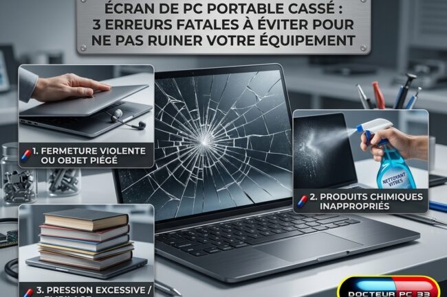 ecran pc portable casse erreurs depannage informatique talence bordeaux &bull;