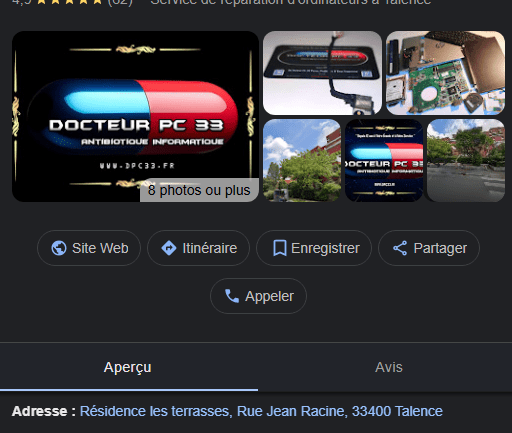 google maps avis clients docteur pc 33 &bull;